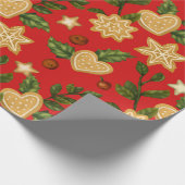 Kerstontbijtkoekjes en koekjes en rode bessen cadeaupapier (Hoek)