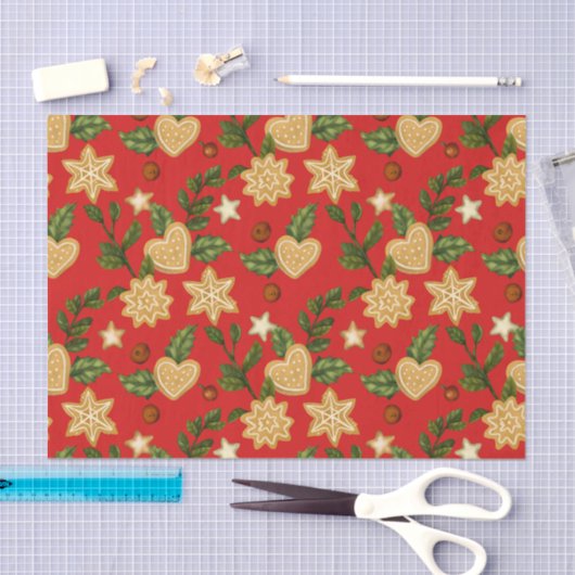 Kerstontbijtkoekjes en koekjes en rode bessen tissuepapier (Craft)