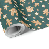 Kerstontbijtkoekjes in donkergroen cadeaupapier (Rol Hoek)