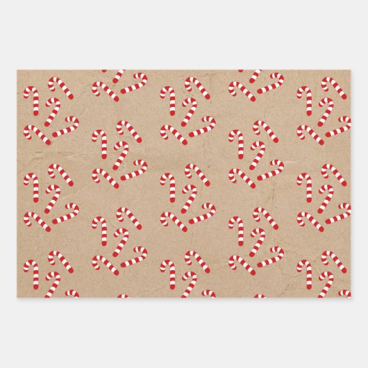 Kerstontbijtkoekjes, koekjes en Snoepjes stripes Inpakpapier Vel (Voorkant 3)