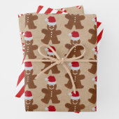 Kerstontbijtkoekjes, koekjes en Snoepjes stripes Inpakpapier Vel (In situ)