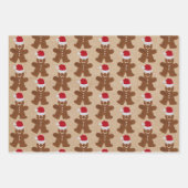 Kerstontbijtkoekjes, koekjes en Snoepjes stripes Inpakpapier Vel (Voorkant)