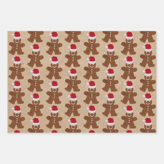 Kerstontbijtkoekjes, koekjes en Snoepjes stripes Inpakpapier Vel (Voorkant)