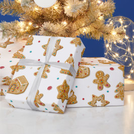 Kerstontbijtkoekjes met een modern patroon cadeaupapier