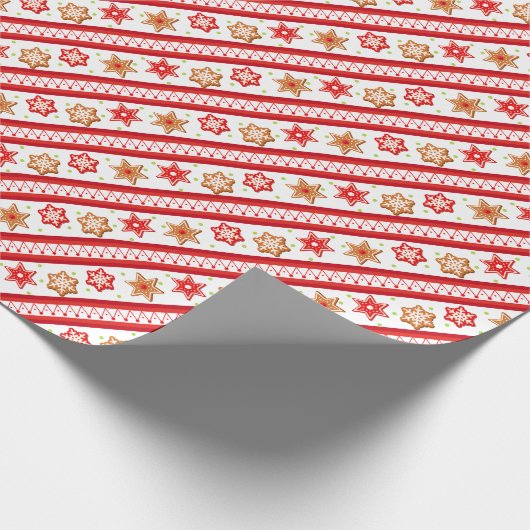 Kerstontbijtkoekjes Rood Cadeaupapier (Hoek)