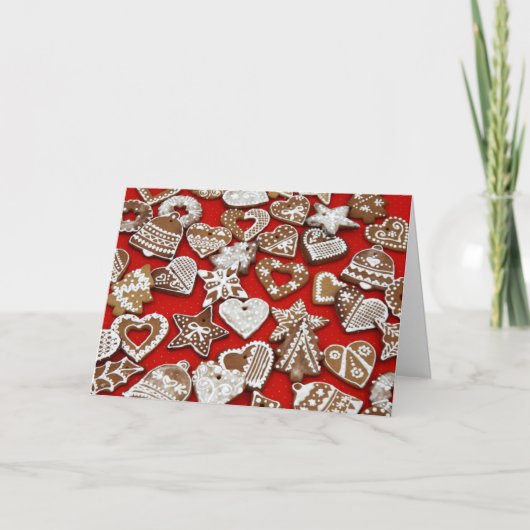 Kerstontbijtkoekjes Rood Feestdagen Kaart (Voorkant)