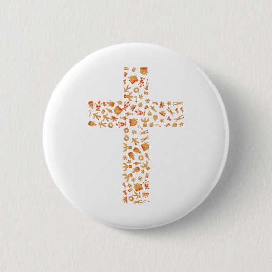 Kerstontbijtkruis Ronde Button 5,7 Cm (Voorkant)