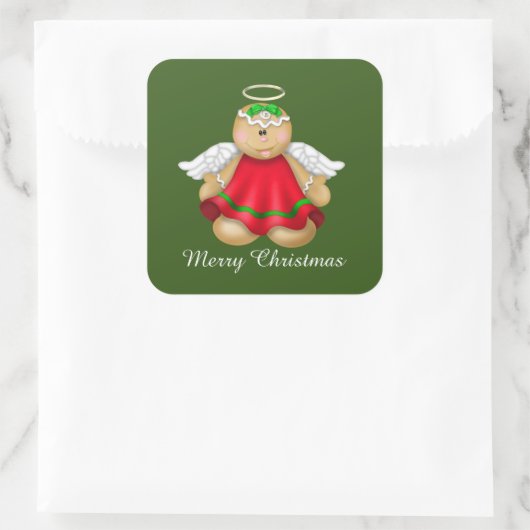 Kerstontbijtontbijt Angel Merry kerst Vierkante Sticker (Tas)