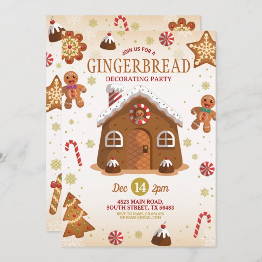 Kerstontbijtontbijt Decoratieve Partij Kaart (Voorkant / Achterkant)