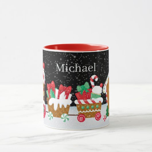 kerstontbijtontbijttrein voegt naam toe mok (Midden)