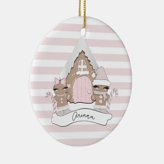 kerstontbijtroodroze bomen keramisch ornament (Rechts)