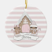 kerstontbijtroodroze bomen keramisch ornament (Voorkant)
