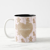 Kerstontbijtroze Tweekleurige Koffiemok (Links)