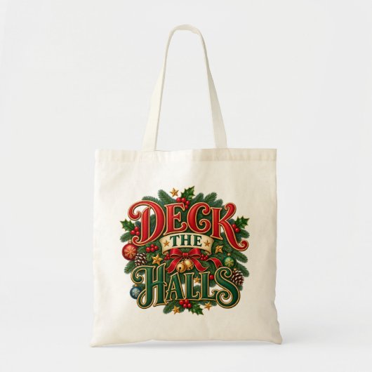 Kerstontwerp 'Deck the Halls' Tote Bag (Voorkant)