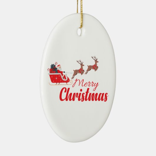 Kerstontwerp en rendieren keramisch ornament (Rechts)