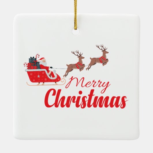 Kerstontwerp en rendieren keramisch ornament (Achterkant)