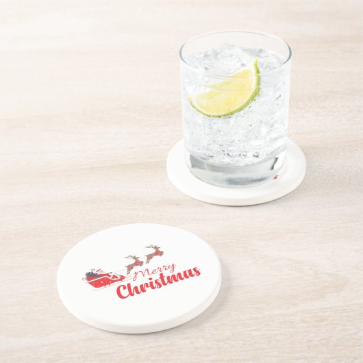 Kerstontwerp en rendieren zandsteen onderzetter (Zijkant)