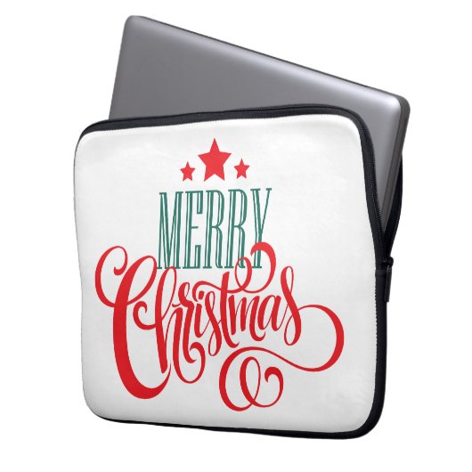 Kerstontwerp en sterren laptop sleeve (Voorkant Links)