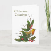 Kerstontwerp: Engels Robin, Holly, Bessen Feestdagen Kaart (Voorkant)