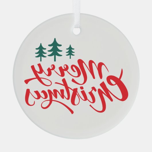 Kerstontwerp met bomen glas ornament (Achterkant)