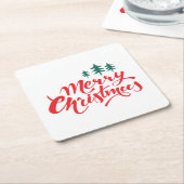 Kerstontwerp met bomen kartonnen onderzetters (Schuin)