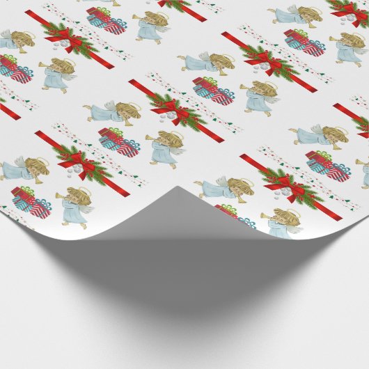 Kerstontwerp met engelen cadeaupapier (Hoek)