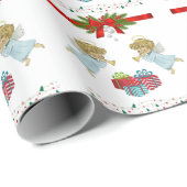 Kerstontwerp met engelen cadeaupapier (Rol Hoek)