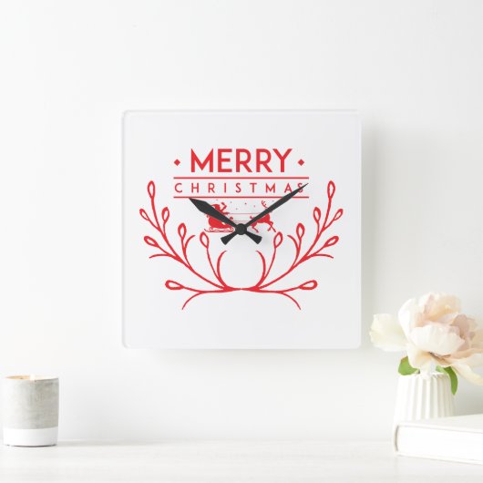 Kerstontwerp met rendier vierkante klok (Huis)