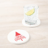 Kerstontwerp met rode boom zandsteen onderzetter (Zijkant)