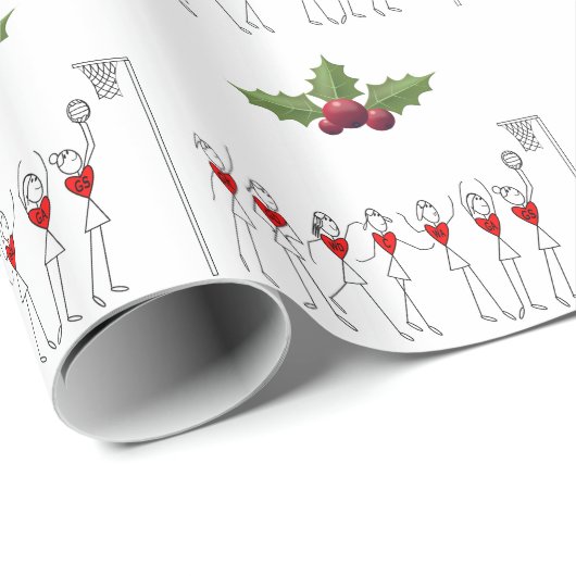 Kerstontwerp Netball Thema Cadeaupapier (Rol Hoek)