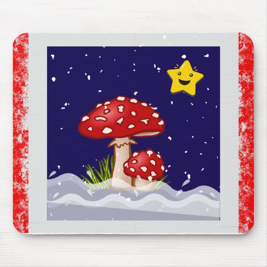Kerstontwerp paddenstoelen muismat (Voorkant)