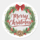Kerstontwerp Ronde Sticker (Voorkant)