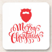 Kerstontwerp — Santa Bard Bier Onderzetter (Voorkant)