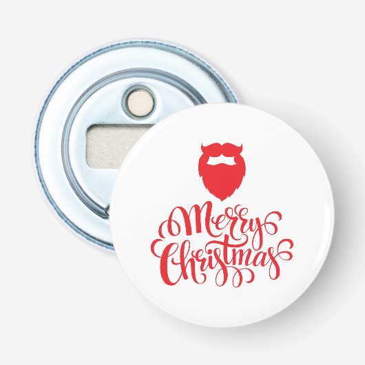 Kerstontwerp — Santa Bard Button Flesopener (Voorkant)