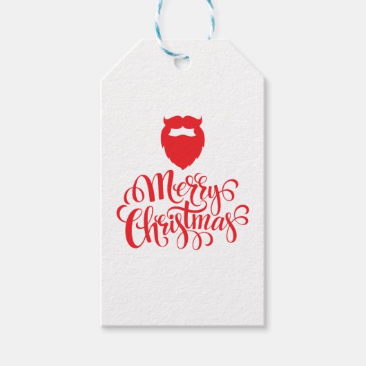 Kerstontwerp — Santa Bard Cadeaulabel (Voorkant)