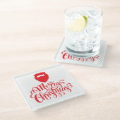 Kerstontwerp — Santa Bard Glazen Onderzetter (Schuin)