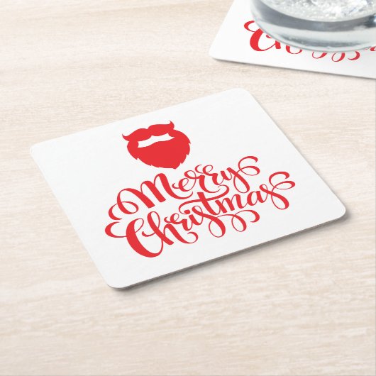 Kerstontwerp — Santa Bard Kartonnen Onderzetters (Schuin)