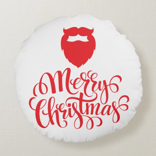 Kerstontwerp — Santa Bard Rond Kussen (Achterkant)