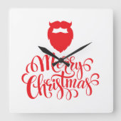 Kerstontwerp — Santa Bard Vierkante Klok (Voorkant)