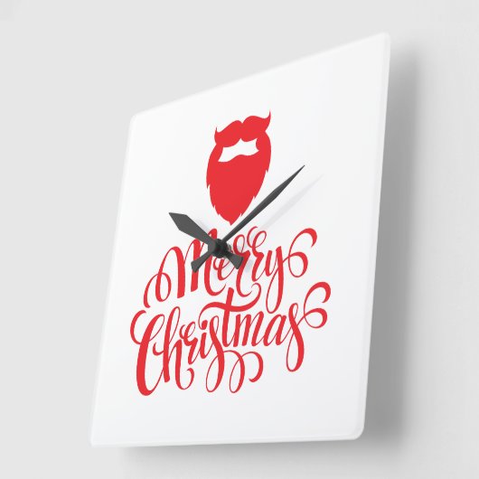 Kerstontwerp — Santa Bard Vierkante Klok (Hoek)