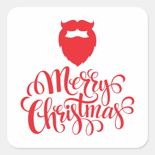 Kerstontwerp — Santa Bard Vierkante Sticker (Voorkant)