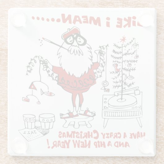  kerstontwerp van Beatnik Glazen Onderzetter (Achterkant)