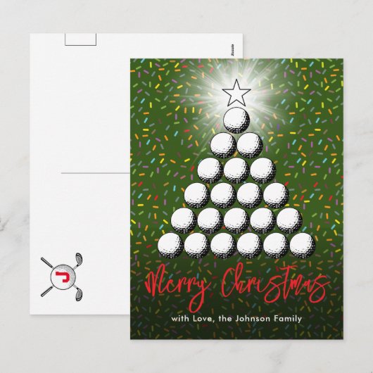 Kerstontwerp voor de golffamilie feestdagenkaart (Voorkant / Achterkant)