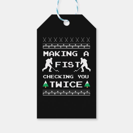 kerstontwerp voor Hockey Lovers Cadeaulabel (Voorkant)