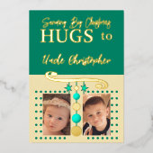 Kerstoom voegt foto's groen goud toe folie feestdagenkaart (Voorkant)