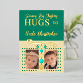 Kerstoom voegt foto's groen goud toe folie feestdagenkaart (Staand Voorkant)