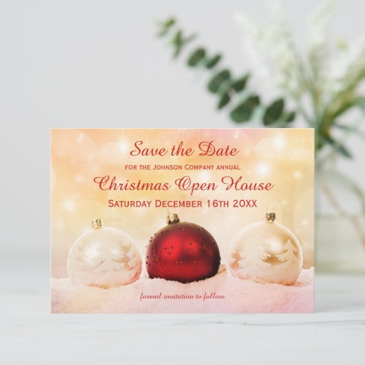 KerstOpen House Save the Date Kaart (Staand voorkant)