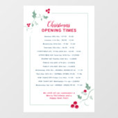 kerstopeningstijden, groen rood heilig raamsticker (Vel)