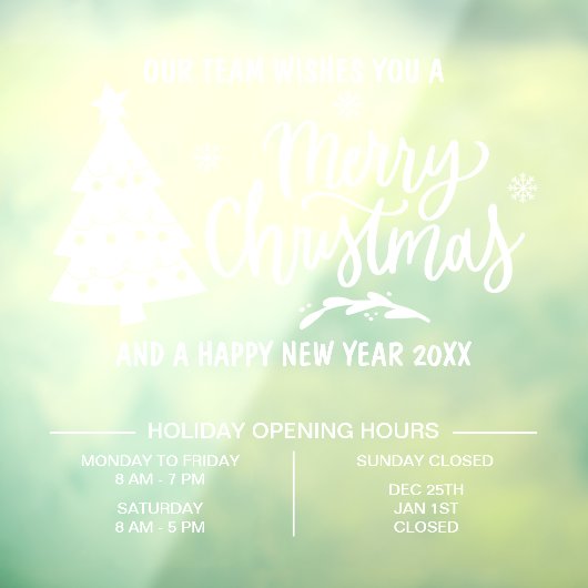 Kerstopeningstijden Raamsticker (Vel 3)