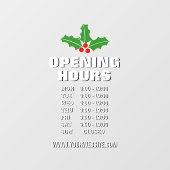 Kerstopeningstijden winkelbord raamsticker (Vel)